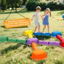 18 Pieces Non-Slip Balance Beam Stepping Stones for Kids 3 Years + Stackable Obstacle Course Balance Board for Toddlers Thicken Plastic Hold up 220LBS Indoor Outdoor Sensory Toy