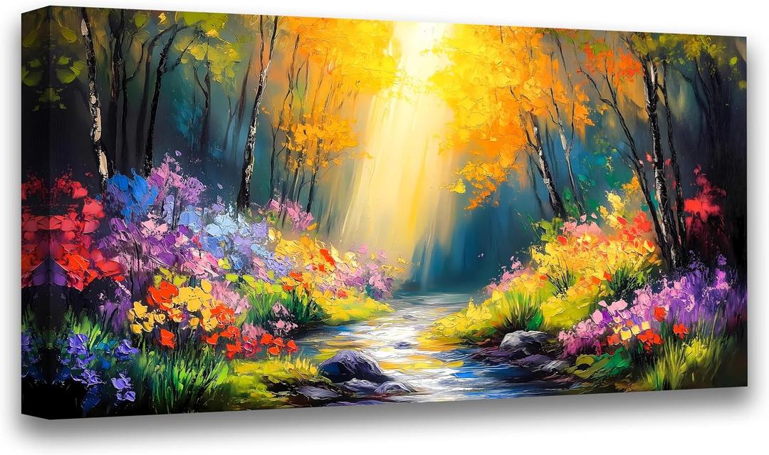 Abstract Wall Art Canvas Print Forest Landscape Painting Bathroom Decorative Paintings Modern Style Living Room Bedroom Office Home Decorations Nature Landscape Artwork 20x40 inches