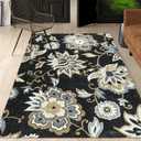 Lahome Floral Black Rug for Living Room - Washable 5 x 7 Area Rugs for Bedroom Non-Slip Ultra-Thin Large Rug Stain Resistant Dining Room Rugs, Paisley Print Accent Rugs Carpet for Office Kitchen