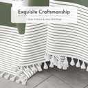 AmazerBath Boho Shower Curtain Set, Rustic Faux Linen Sage Green Striped Shower Curtain with Hooks, Modern Farmhouse Shower Curtain with Tassels, White Base Toned, 72x72 Inches
