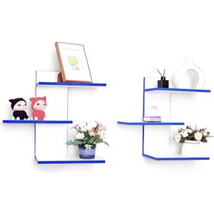 6-Tier Wood Wall Shelves, Vertical Column Shelves, Wall Shelf Unit for Bedroom Living Room Bathroom (A)