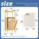 HITNET Tilt Out Laundry Hamper, Bamboo Laundry Basket with Foldable Bag and 2 Open Shelves, Freestanding Clothes Storage Organizer for Bedroom, Bathroom, Living Room, Natural