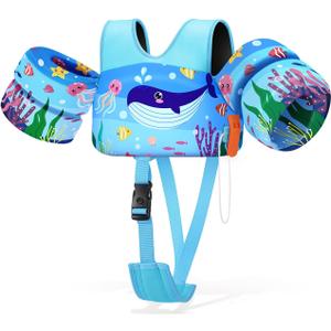 HeySplash Toddler Swim Vest, Toddler Floaties Fit 13-30 Lbs, Puddle Kids Jumper with Adjustable Strap, Pool Float Jacket Arm Floaties Baby Floatie Water Wing, Pool Sea Swimming Aid (W-6-15kg Blue Whale) HeySplash Toddler Swim Vest, Toddler Floaties Fit 13-30 Lbs, Puddle Kids Jumper with Adjustable Strap, Pool Float Jacket Arm Floaties Baby Floatie Water Wing, Pool Sea Swimming Aid (W-6-15kg Blue Whale)