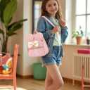 PRLINJSK Initial Mini Backpack for Girls Toddler Kids, Small Mouse Personalized Bowknot Purse Gift (Pink S)