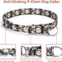 Martingale Dog Collar - No Pull Training Collar with Flower Multicolor Cute Patterns - Premium No Slip Collar with Slidable Stop Ring for Small, Medium, Large Dogs (L, Black Set)
