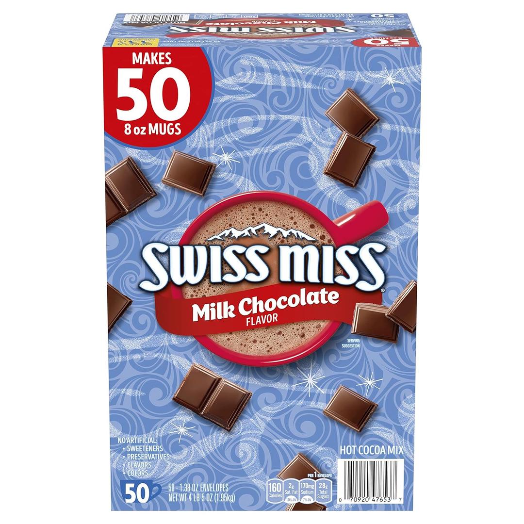 Swiss Miss Milk Chocolate Flavor Hot Cocoa Mix, 1.38 oz. 50-Count, Best By: 12/09/2025
