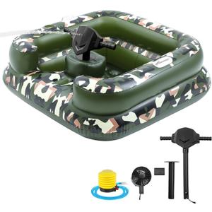 Motorized Pool Float for Adult, Motorcycle Inflatable Pool Lounger Chair River Tube Floating with Pusher Handles Cup Holder and Pump Waterproof for Party Beach Lake Outdoor, 44 x 44"