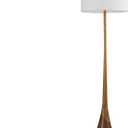 GLOBE Electric Novogratz x Harrington 65" Floor Lamp, 2-Tone Faux Wood Base, White Fabric Shade, Socket Rotary Switch 67225