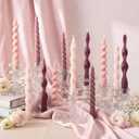 Nuanchu 12 Pcs Pink Spiral Taper Candles Pastel Twisted Wax Candlesticks 7.5 Inch Pink and Red Short Spiral Scented Taper Candles for Wedding Bridal Shower Birthday Party Dinner Table Centerpiece