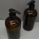 16oz Amber Glass Hand Soap Dispenser, 2 Pack - Thick Pump Bottles for Bathroom, Kitchen, Countertop - Refillable Brown Bottles for Shampoo, Conditioner, Lotion, Oil, Liquid, Set of 2