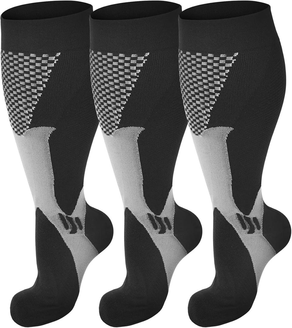 HYRIXDIRECT Compression Socks for Women Wide Calf 20-30 mmHg Plus Size Compression Stockings Knee High Socks for Men