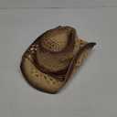 Men Women Cowgirl Straw Western Cowboy Hat (One Size, Brown Bead-beige)