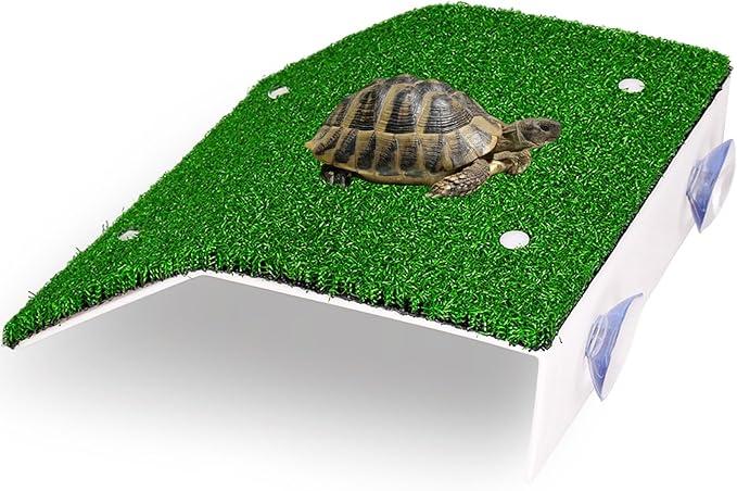 Lawn Basking Platform for Turtle,Turtle Resting Simulated Grass Terrace,Reptile Tank Accessories for Grass Turtle, Newts,Frogs (7.08"D x 4.72"W x 1.96"H)