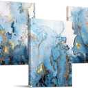 SERIMINO Large Abstract Canvas Wall Art for Living Room, Wall Decor for Bedroom, Blue Gold Marbling Pictures for Bathroom Wall Decoration, Painting Set for Office, Home Decor for Wall 20"x28"