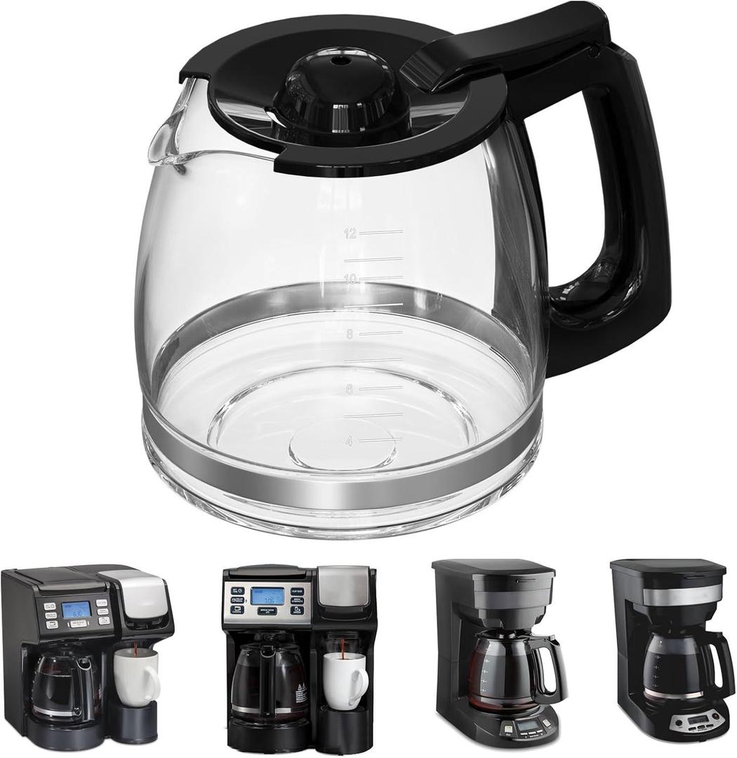 12 Cup Replacement Coffee Carafe Compatible with Hamilton Beach Coffee maker Pot 49902, 49915, 49905C, CM4309, 49317, 49467, 49611, 49904, 49934, 46230, 46290, 46293, 46294, 46299