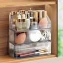 Medicine Cabinet Organizer 3 Tier, Stackable Bathroom Mirror Cabinet Storage Small Makeup Organizers with 2 Drawer and 1 Tray for Wall Cabinet Closet Vanity, Countertop, Clear