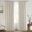 MIULEE Linen Pinch Pleated 100% Blackout Curtains for Bedroom 84 Inch Long 2 Panels Set - Back Tab Track Cream Black Out Curtain for Living Room Darkening Triple Pleat Drapes with Hooks, Natural (40"W x 84"L (Pack of 2))
