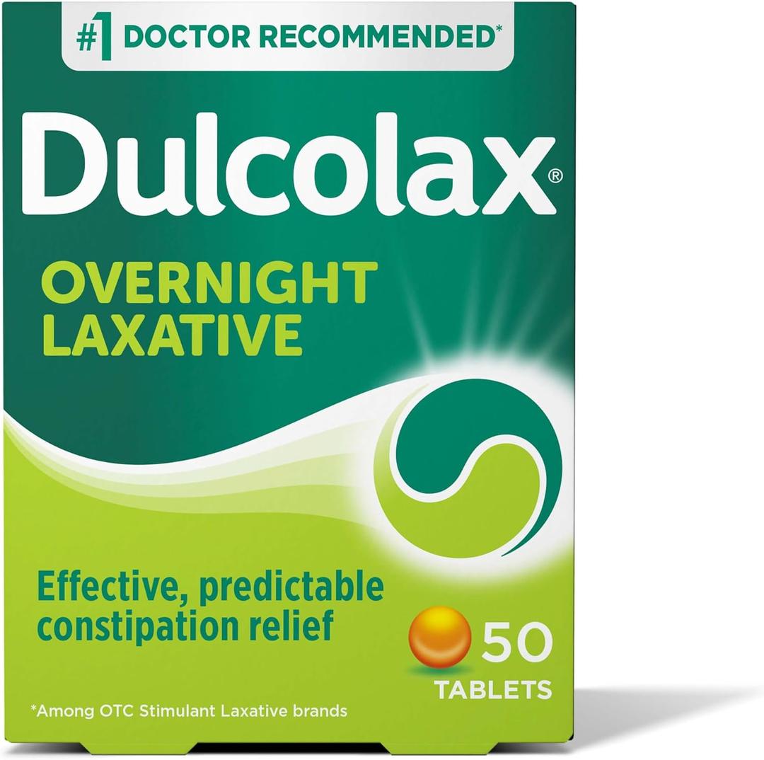 Dulcolax Stimulant Laxative Tablets, Predictable & Effective Constipation Relief, Relieves Straining & Bloating, Bisacodyl 5 mg, 50 Count EXP: 05/2028