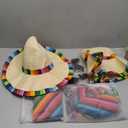 Mexican Party Costume Set Include Mexican Serape Poncho Sombrero Sunglasses Mustache