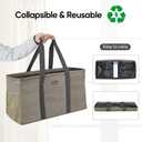 BALEINE Extra Large Utility Tote Bag with Reinforced Wire Frame, Reusable Grocery Bag for Shopping, Picnic (Beige, 22''x12''x10'')