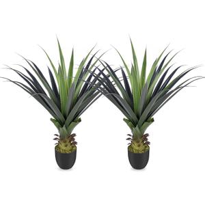 3ft Artificial Spiked Agave Plant, 36" Faux Agave Plants Indoor Small Floor Plant Perfect for Front Porch, Patio, Indoor Home, Office Decor (Set of 2)