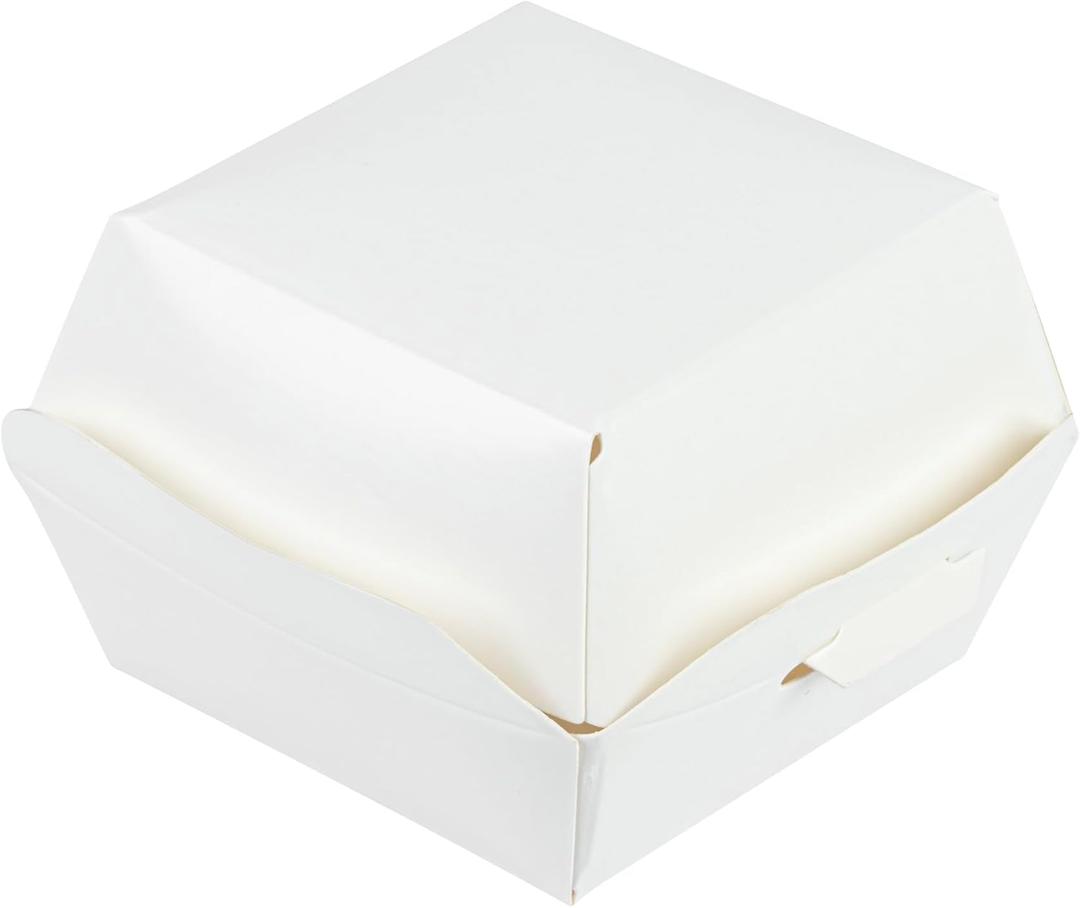 Restaurantware 2.5 x 2.5 x 2 Inch Mini Burger Boxes 100 Clamshell Food Containers - Hinged Lid Disposable White Paper Take Out Boxes For Appetizers Or Desserts Serve Sliders or Finger Foods