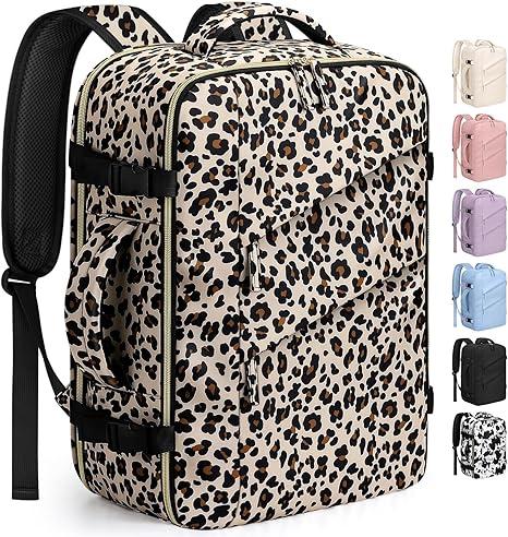 Capolo Travel Backpack for Women Men Waterproof Laptop Backpack Flight Approved Carry On Backpack Overnight Weekender Bag for Business, Work, Traveling Fits 17 '' Laptop, Leopard