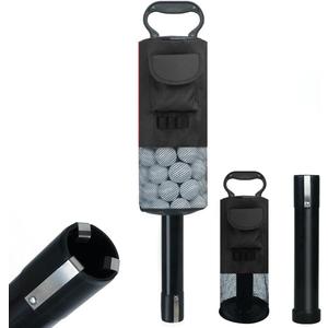 HOW TRUE Golf Ball Retriever, Portable Shag Bag Golf Ball Pick Up with Removable Plastic Tube, Pocket Shagger Storage (Black 1)