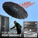 New 60" Folding 16 Ribs Magnetic Umbrella,Designed for Outdoor Work,600lb Strong Suction Hvac Umbrella With Magnetic Base & Clamp,Inverted Ribs,2-in-1 Sun & Rain Protection,Portable for HVAC