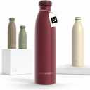 LARS NYSM Stainless Steel Insulated Water Bottle 12oz 17oz 25oz 34oz 51oz | Insulated Thermo Flask for Hot and Cold Beverages | Leakproof Drinking Bottle (Berry Red, 25.4oz)