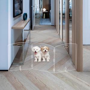 Clear Freestanding Dog Gate for Indoor Use, Pet Gate for Doorway