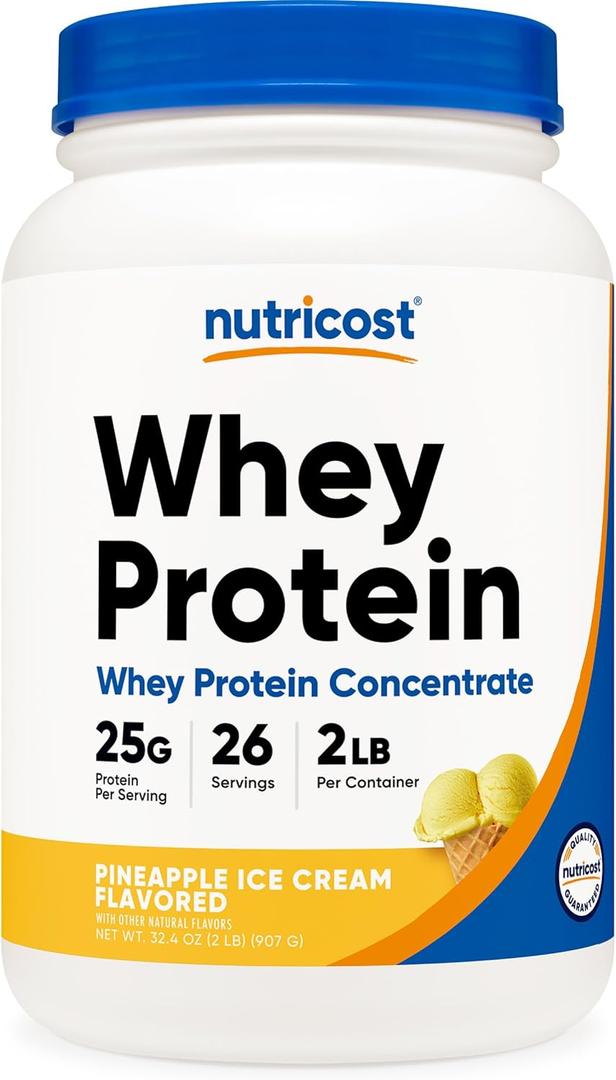 Nutricost Whey Protein Powder Pineapple (2 LBS) - Gluten-Free, GMO-Free, from Whey Protein Concentrate (2 Pound (Pack of 1))