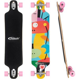 Nattork Longboard Skateboard Complete 8 Ply Canadian Hard Maple for Commuting, Carving & Downhill Riding with T-Tool, Made for Adults, Teens and Kids