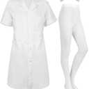 Hercicy Nurse Dress Costume Set for Women White Short Sleeve Medical Lab Coat Nurse Cap Footed Pantyhose Halloween Cosplay 3XL