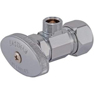 Eastman Multi-Turn Angle Stop Valve with Nut and Sleeve, 3/8 Inch OD x 5/8 Inch OD, Chrome Plate, 48290LF