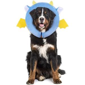 IEUUMLER Inflatable Recovery Dog Collar, Protective Donut Cone, Adjustable Soft Collar for Dog and Cat After Surgery Prevent from Biting & Scratching EU002 - Vampire L