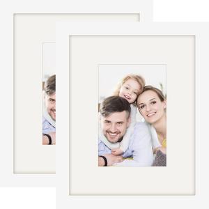 Picture Frames 8x10 2 Pack Made of Solid Wood White for Wall Mounting and Tabletop Display