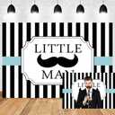OERJU 5x3ft Gender Reveal Party Theme Backdrop Baby Shower Little Man Photography Background Moustache Welcome Baby Black White Stripes Kids Room Decor Party Boys Portraits Photo Vinyl Video Props