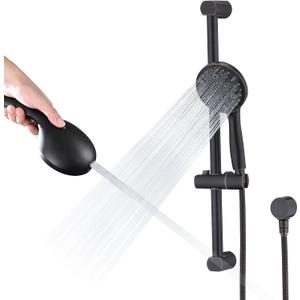 Hand Shower with Slide Bar, High Pressure 10 Setting Handheld Shower Head, Adjustable Height 24" Slide Bar, Wall Supply Elbow and 6.6ft Extra Long Shower Hose - Oil Rubbed Bronze