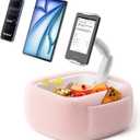 LULULOOK Ultra Fluffy Kindle Pillow Stand for Reading, Lap Tablet Pillow Stand with Snack Bowl & Foldable Arm Compatible with iPad, Phone and 4.7-14.6 Tablet for Book Reading in Bed (Snug Pink)