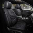 FREESOO Car Seat Covers Front Seats - Luxury Breathable Waterproof Faux Leather Car Seat Cover Protectors with Lumbar Support, Universal Fit for Most 5 Seats Vehicles Sedans Hatchbacks Pick-ups, Black