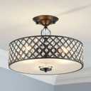Saint Mossi Semi Flush Mount Ceiling Chandelier, Modern K9 Crystal Ceiling Light Fixture for Dining Room, Livingroom, Bedroom, H11 x D15.4, Matte Black Finish