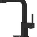 APPASO Black Square Kitchen Faucet, 20 Inch Pull Down Kitchen Faucets with Sprayer, Stainless Steel Sink Faucet, Single Handle Matte Black Kitchen Faucet for Sink, with Square Deck Plate