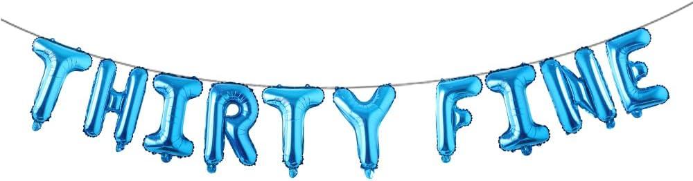 3 x Thirty Fine Balloon Banner 30th Birthday Party Balloons For Men Women 30 Birthday Party Decoration Cheers to 30 Thirty Party Decor 30th Birthday Party Supplies (THIRTY FINE Blue)