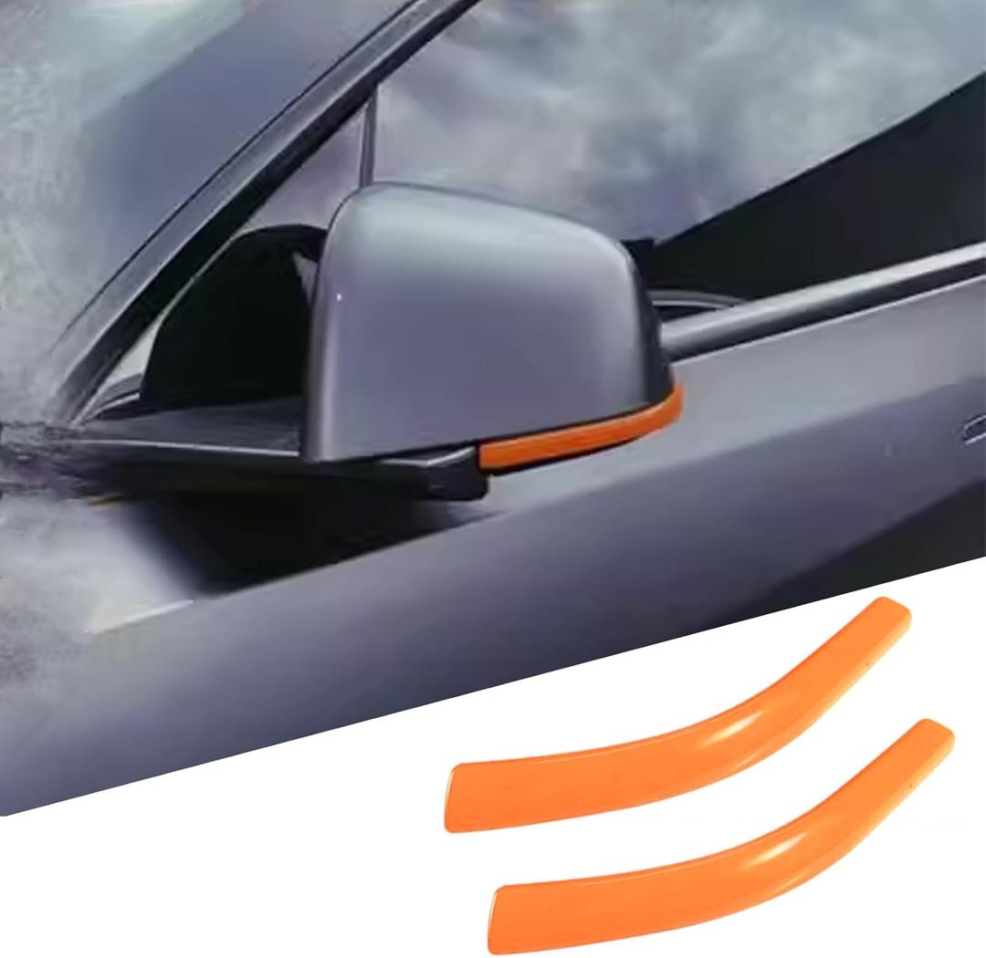 Side Mirror Trim Strip for Tesla Model 3, fit for Tesla 3 Exterior Accessories (Orange, Model 3)