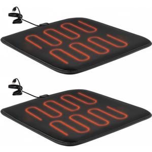 Tuanse 2 Pack Heated Seat Cushion Heated Bleacher Chair Pad Portable Foldable Black Heating Mats with USB Port for Office Home Use Indoor Outdoor Events