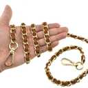 HAHIYO Metal Plus Synthetic Leather Purse Chain Strap Length 47.2 Inches Brown Gold for Shoulder Cross Body Sling Purse Handbag Clutch Replacement Comfortable 0.47 Inches Wide 5mm Extra Thick 1 Pack