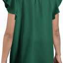 DOKOTOO KIDS Girls Tops Cute Summer Ruffle Short Sleeve T Shirts Casual V Neck Chiffon Blouses 6-15 Years (Green, M)