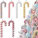 6 Pcs Large Christmas Tree Ornaments 13 Xmas Candy Cane Lollipop Foam Hanging Ornament Pink Yellow Christmas Tree Pendants for Xmas Birthday Party Wedding Indoor Holiday Home Decorations