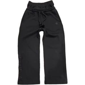 Mens Y2K Wide Leg Sweatpants Drawstring Double Waisted Baggy Hip-Hop Vintage Pants Gym Workout Trousers (X-Large, Black)